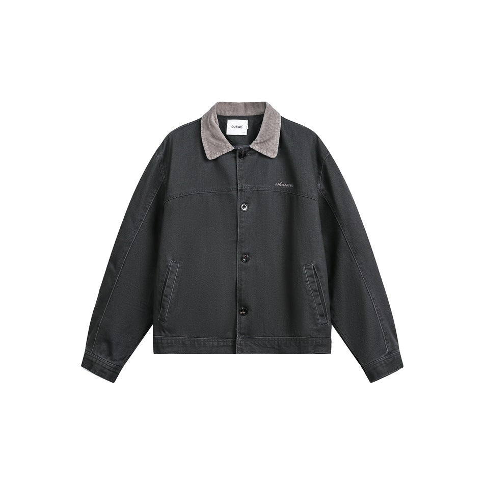 Mens Retro Workwear Jacket Short-Style Outerwear