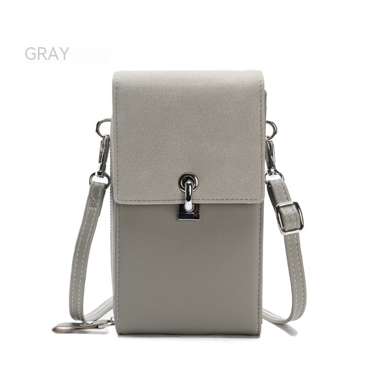 Solid Color Simple Mobile Phone Bag PU One-shoulder Crossbody