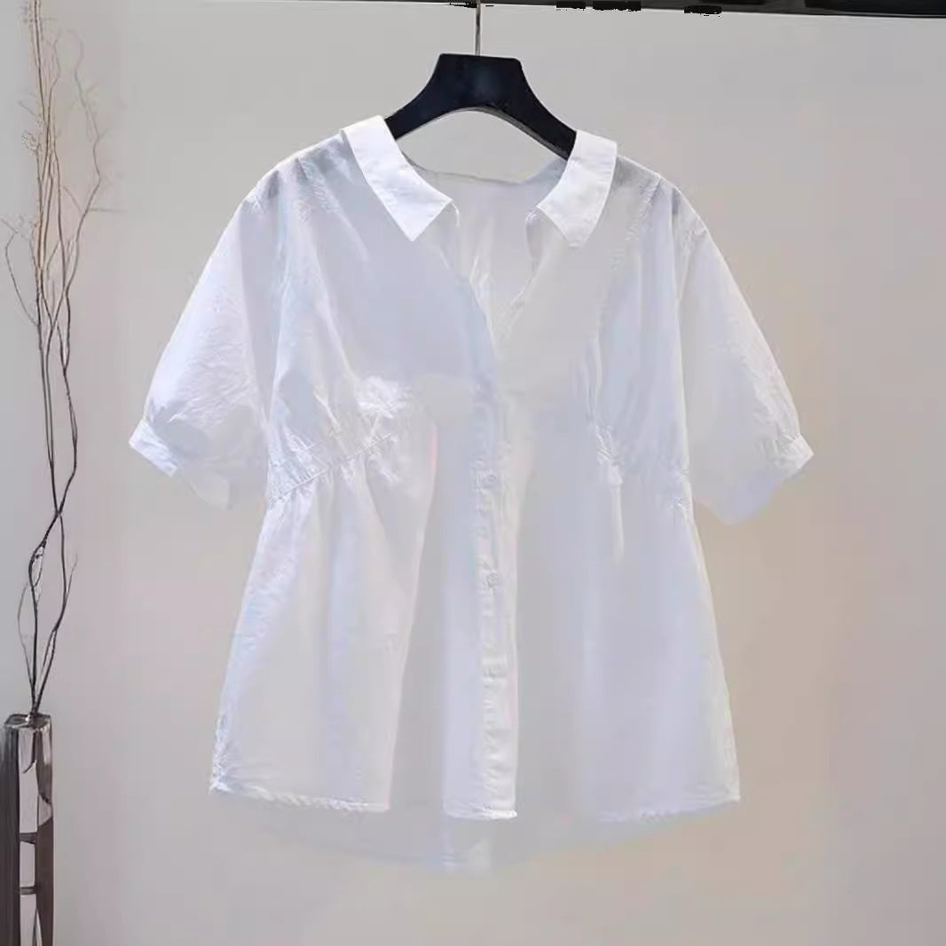 Dameskjorte med pufærmer i chiffon