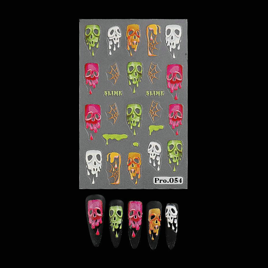 Wansheng Cartoon Cute Ghost Skull Spider Web Nail Back Glue