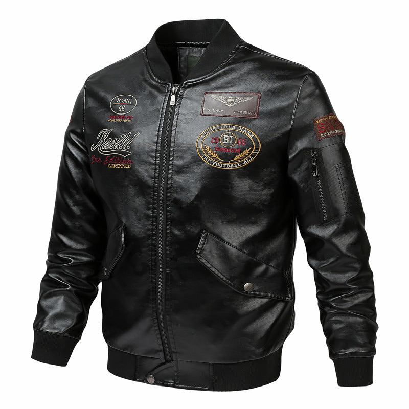 Men's Casual Fashion Leather Jacket Coat
