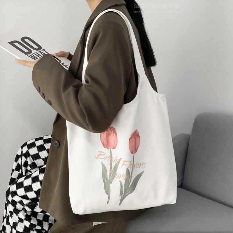 Tulip Canvas Bag Women's Shoulder Large Capacity