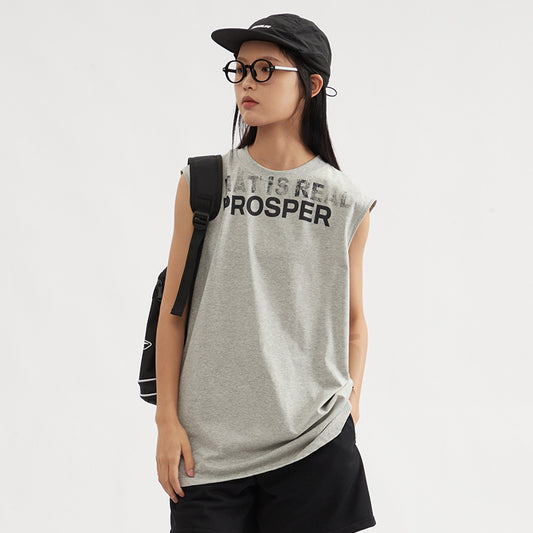 Letter Print Sleeveless Women's Loose Vest Casual