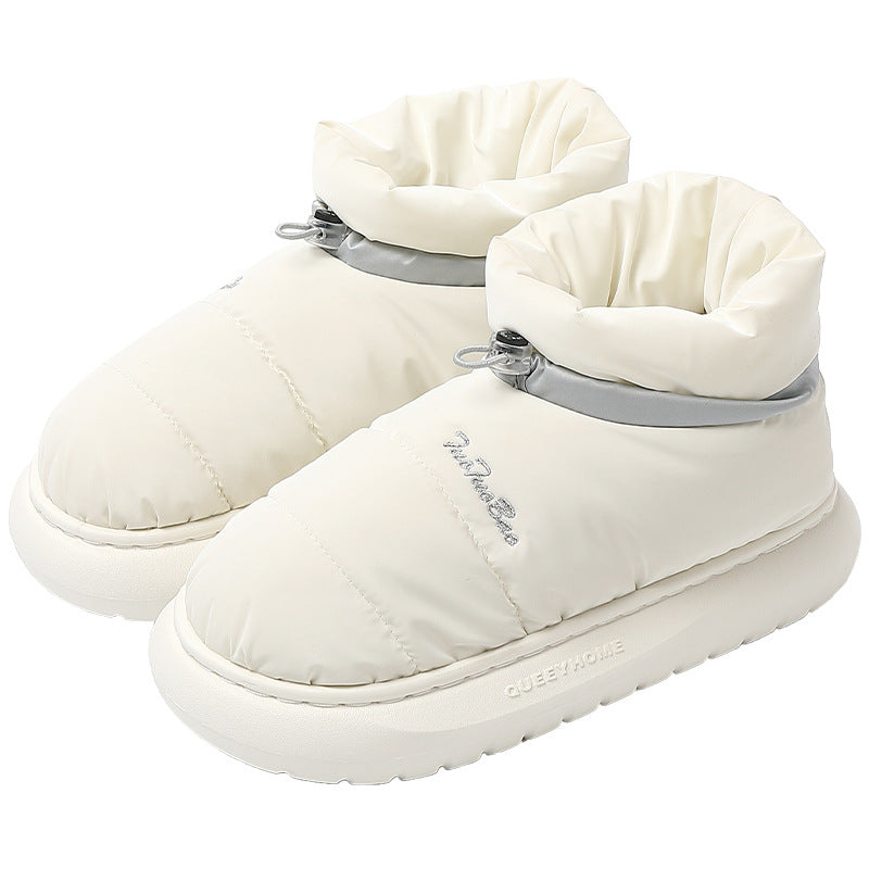 Couple Thick Bottom In Winter High-top Waterproof Cotton Slippers