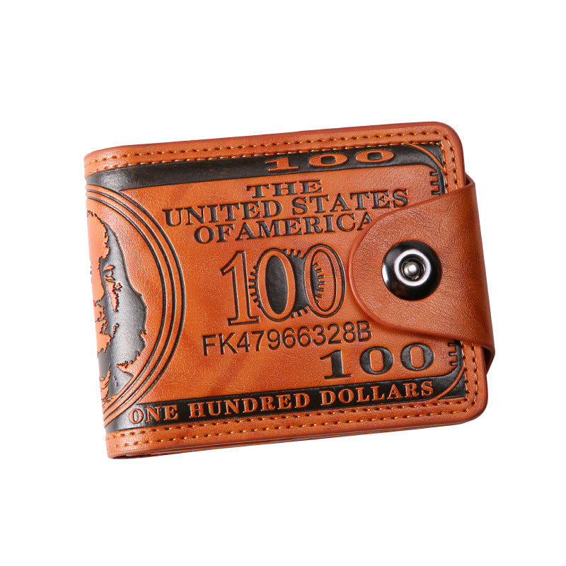 Personalized Dollar Wallet Men's Two-fold Buckle Multiple Card Slots Wallet Purse