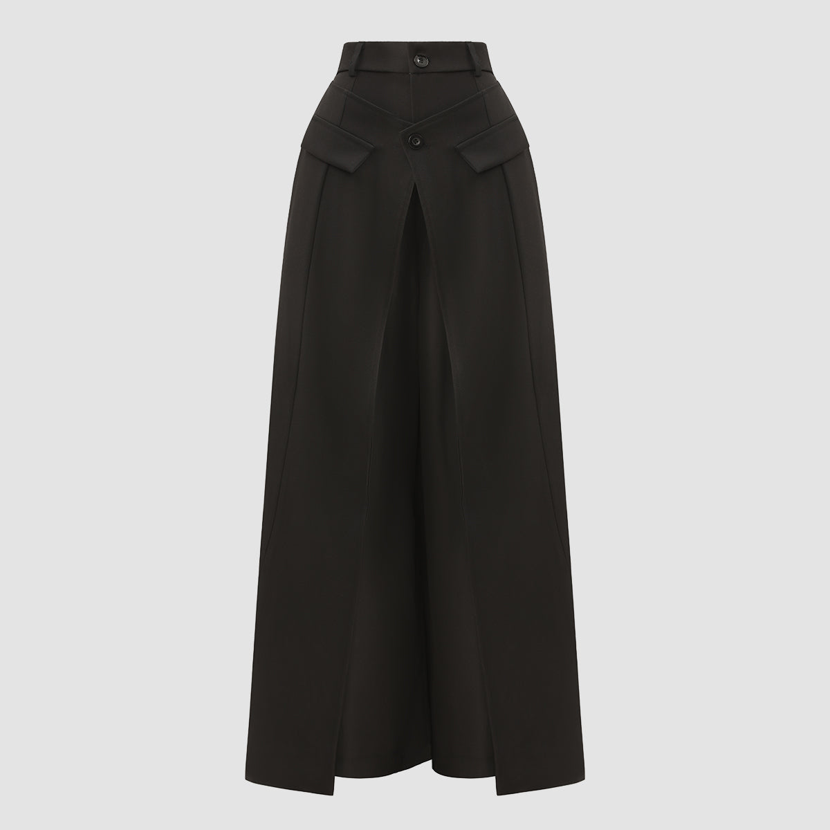 Black High-slit Wide-leg Pants