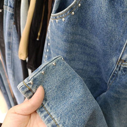 Heavy Industry Point Decoration Loose Wide Leg Leisure Jeans