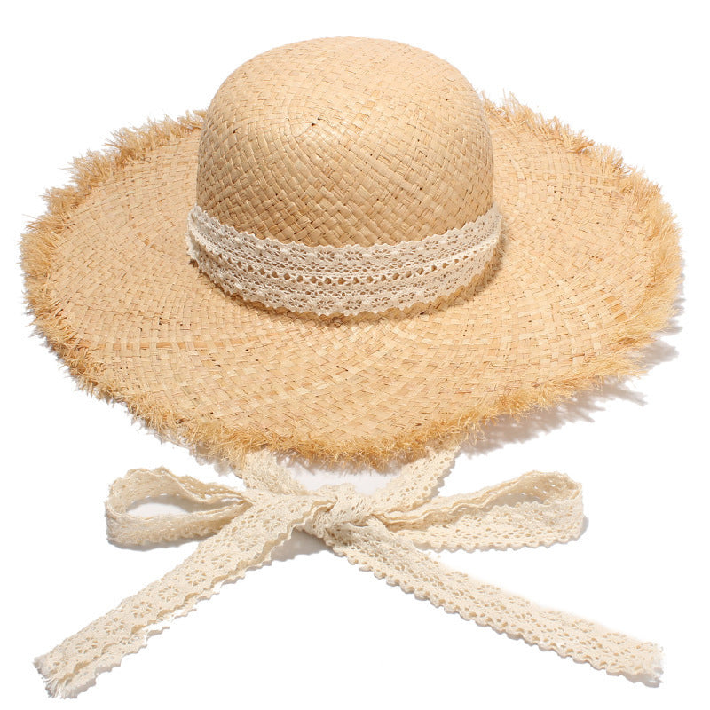 Raffia Straw Hat Big Brim Female Summer Seaside Beach Small