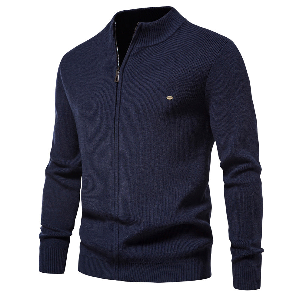 Men's Zipper Solid Color Sweater