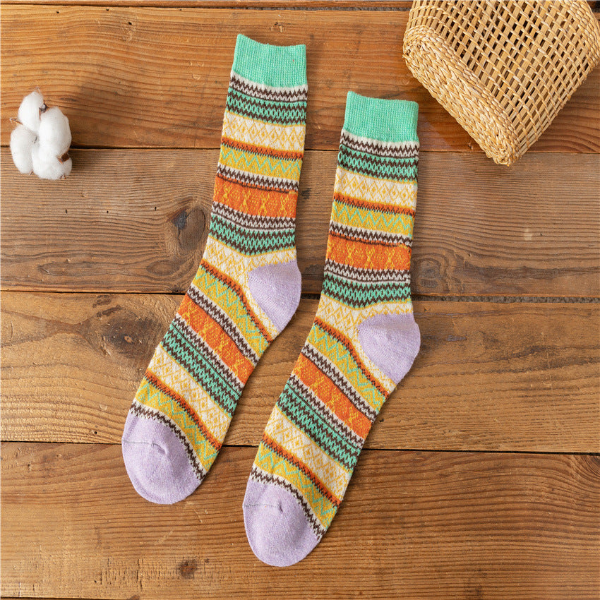 Autumn and Winter Retro National Style Wool Warm Socks