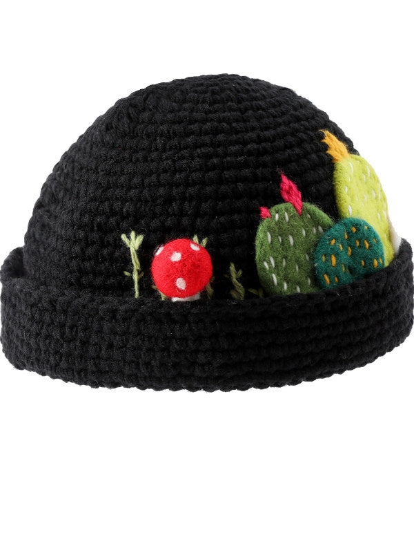Hand-knitted Beanie With A Succulent Plant Design