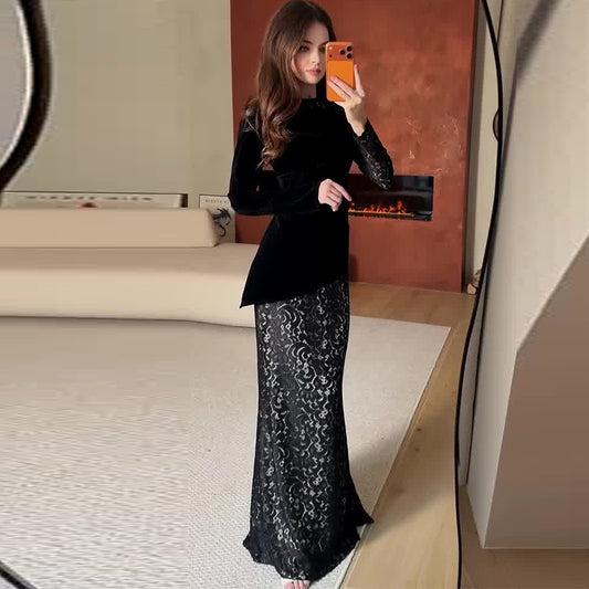 Womens Fashionable Lace Bodycon Patchwork Dress