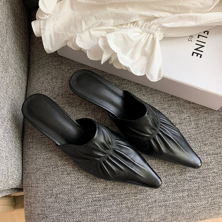 French Baotou Slippers Women's Middle Heel Summer