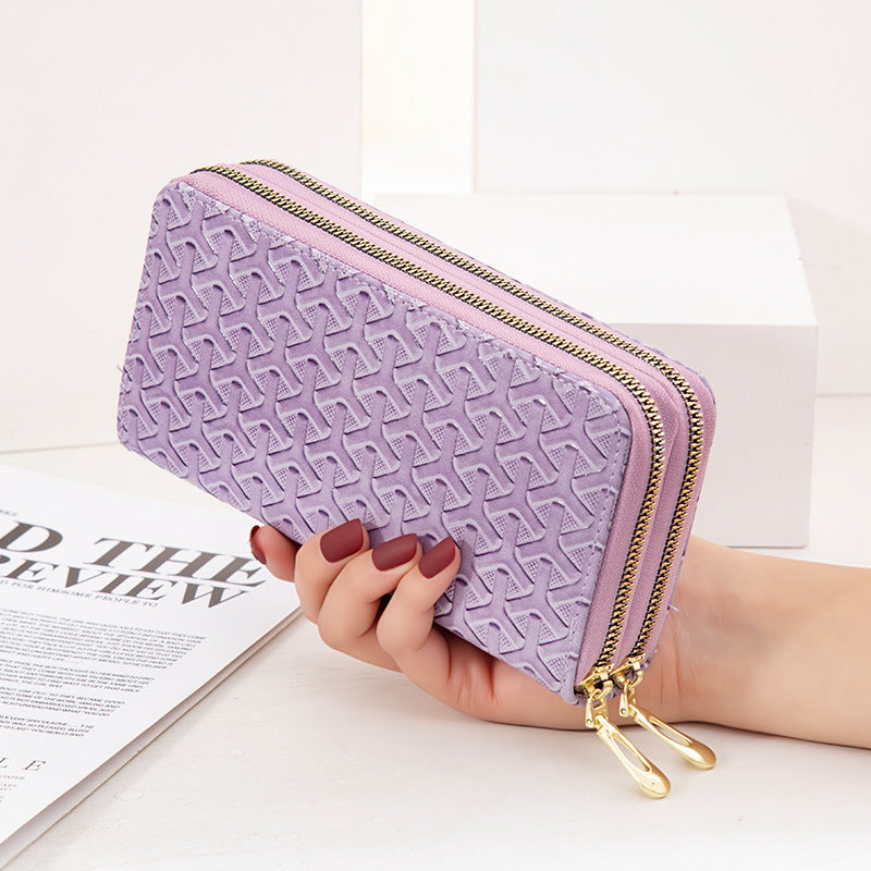 Large Capacity Double Layer Bright Leather Striped Mobile Phone Bag