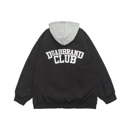 Japanese Retro Simple Letter Jacket Men's And Women's Same Loose Hooded Jacket