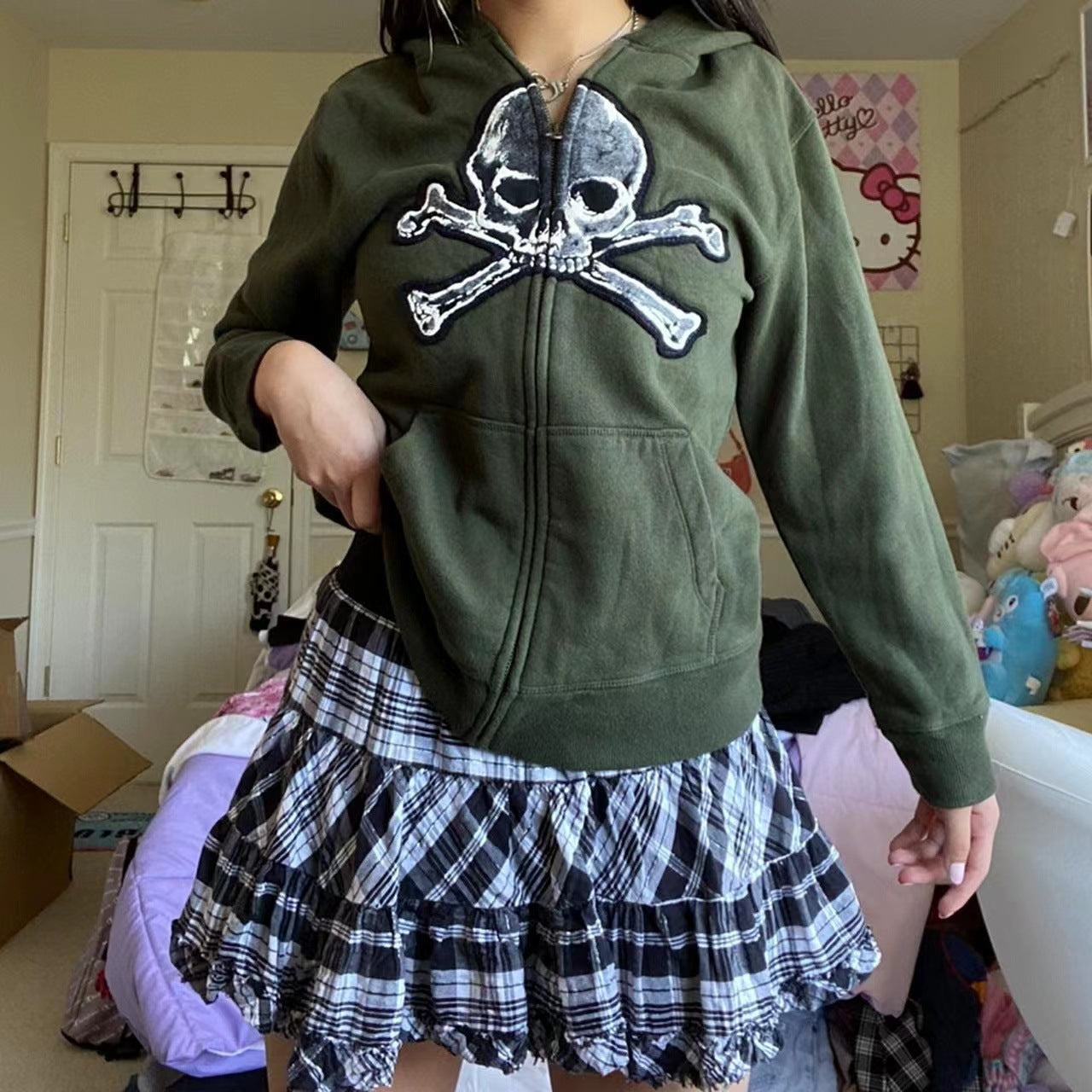 Women's Fashion Skull Thickened Zipper Sweater Printed Jacket
