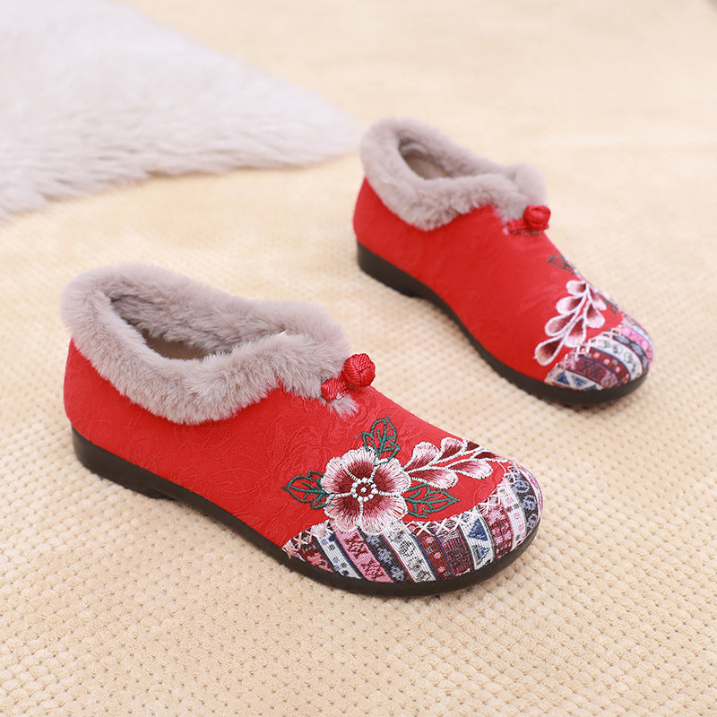 Women's Cotton-padded Shoes Fleece-lined Thickened Middle-aged And Elderly