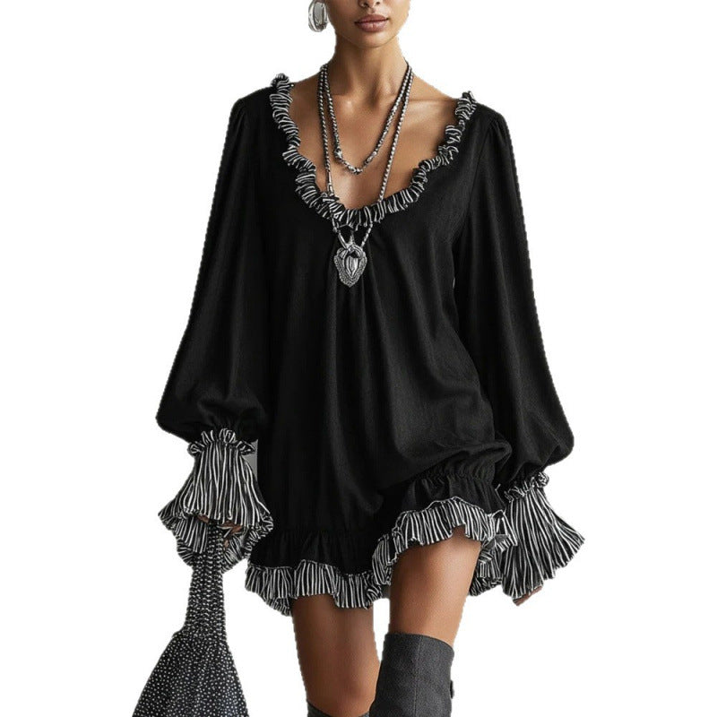 FallWinter Cropped Ruffled Dress That Flatters