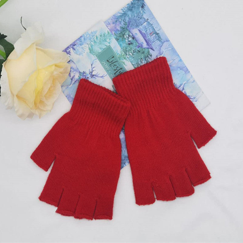 Half Finger Wool Cycling Acrylic Warm Fingerless Gloves