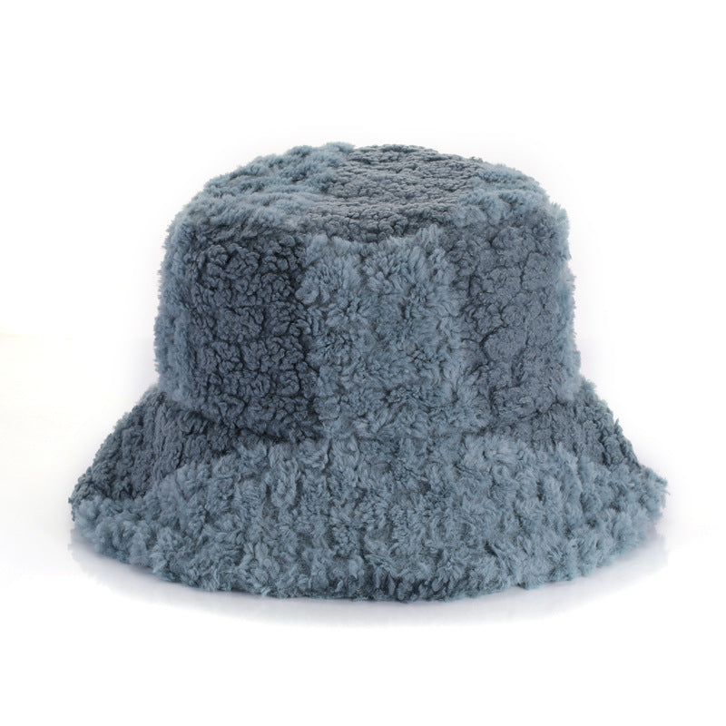 Simulated Rabbit Hair And Lamb Patchwork Personalized Warm Basin Hat