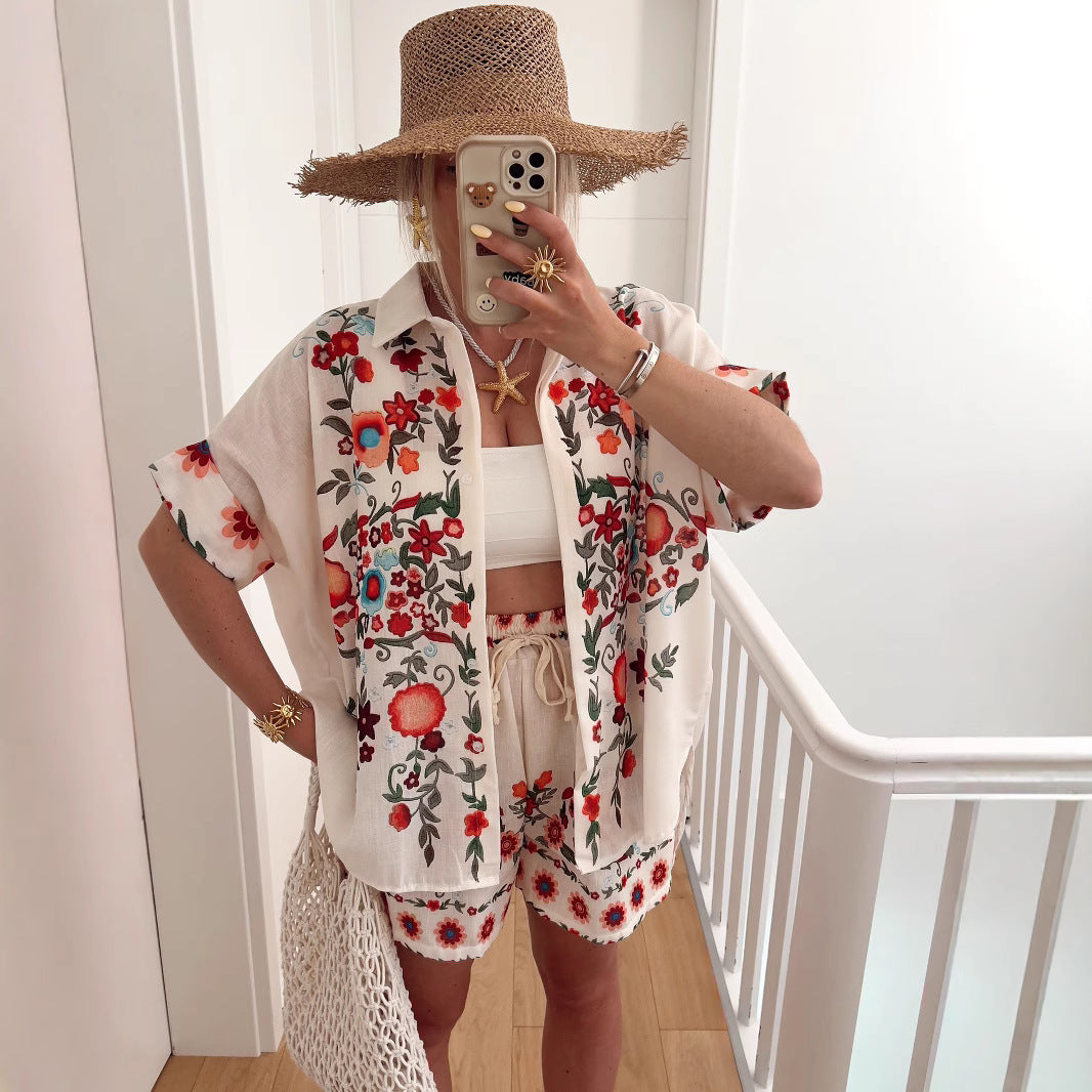 Casual Fashion Linen Shirt Set For Women