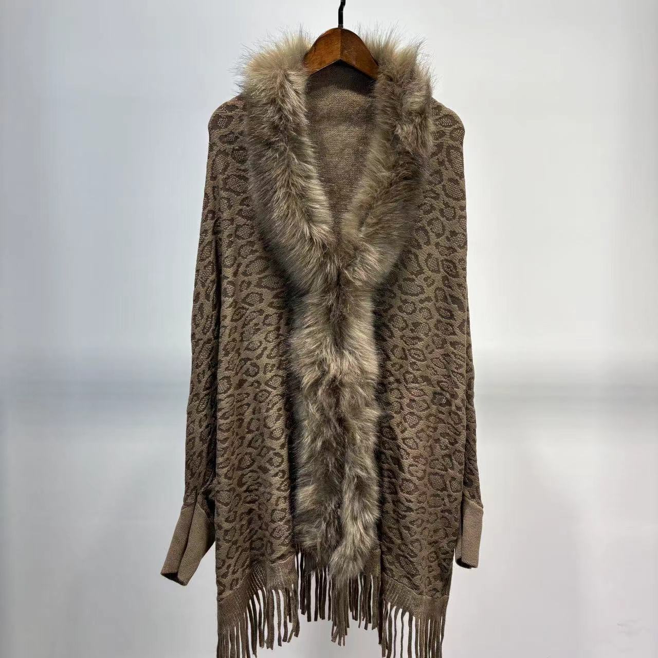Leopard Print Leopard Print Fur Collar