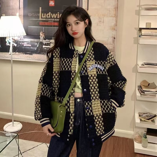 Classic Style Plaid Coat Trendy Pu Shuai Fried Street Design Sense Japanese-style Retro Loose Jacket