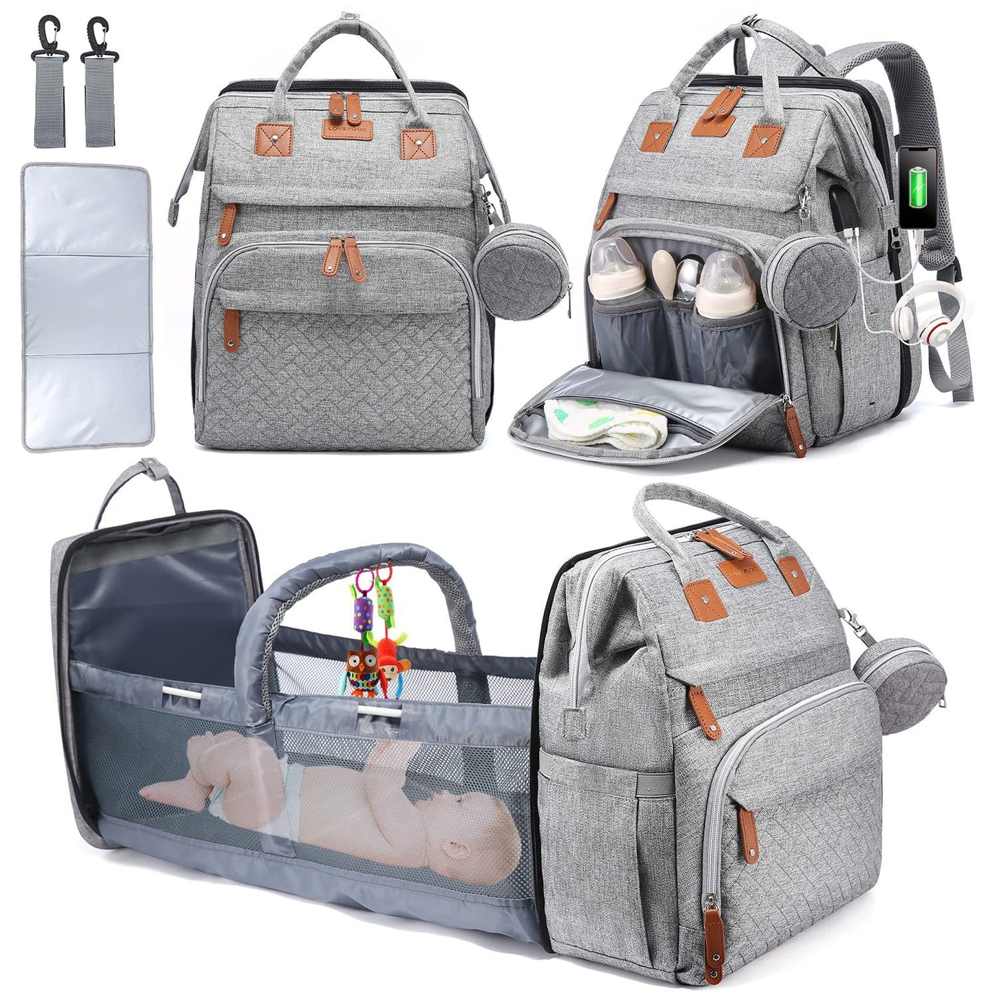 Folding Crib Anti-mosquito Stroller Large Capacity Baby Bag