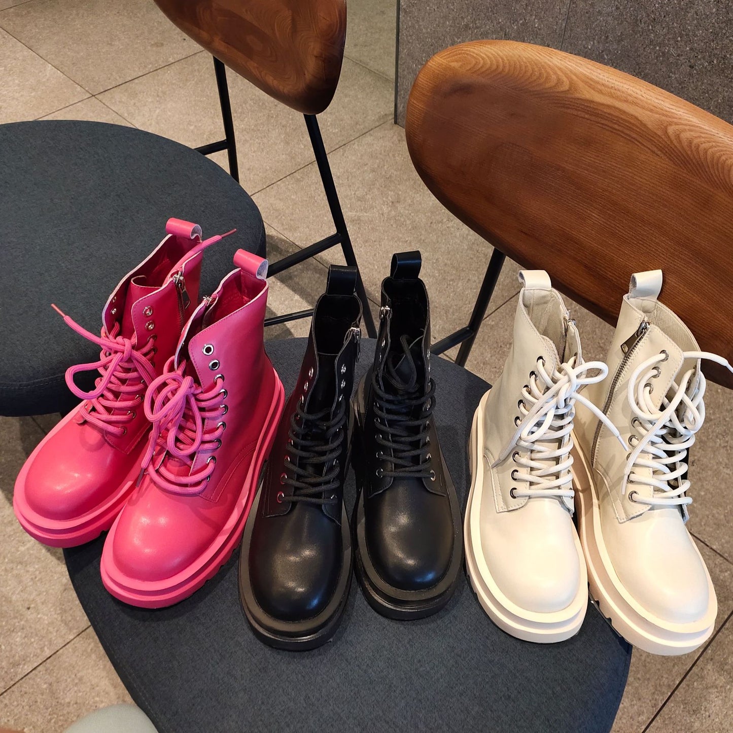 British Style Women's Leather Thick-soled Increased All-match Women's Boots