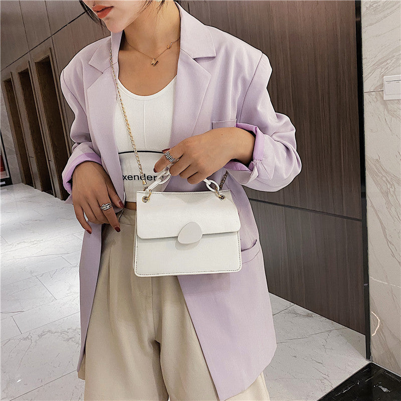 European And American Style PU Handbag Pure Color Chain