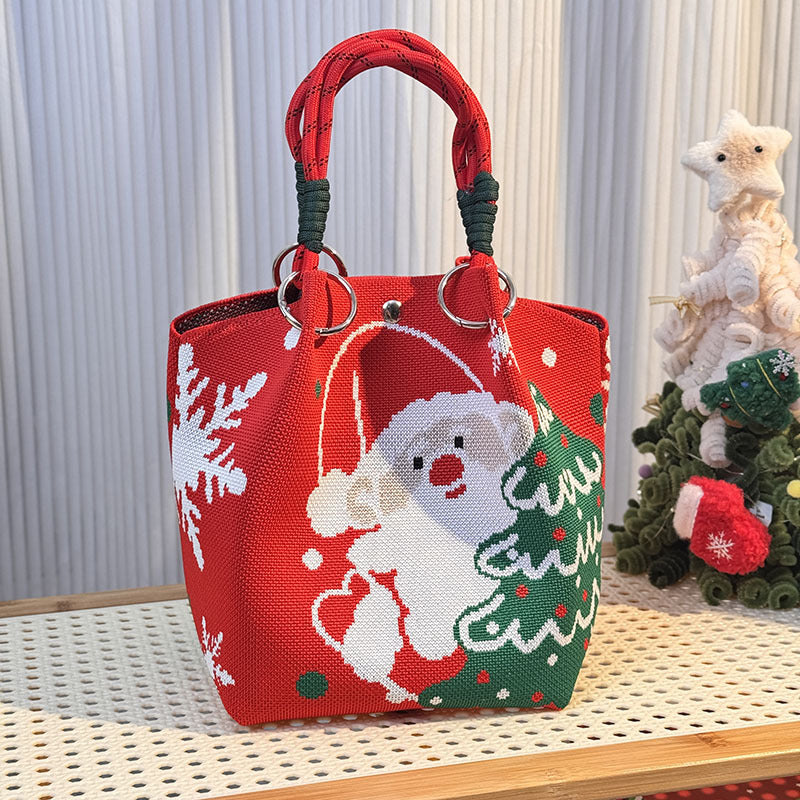 Knitted Buckle Bag Portable Large Capacity