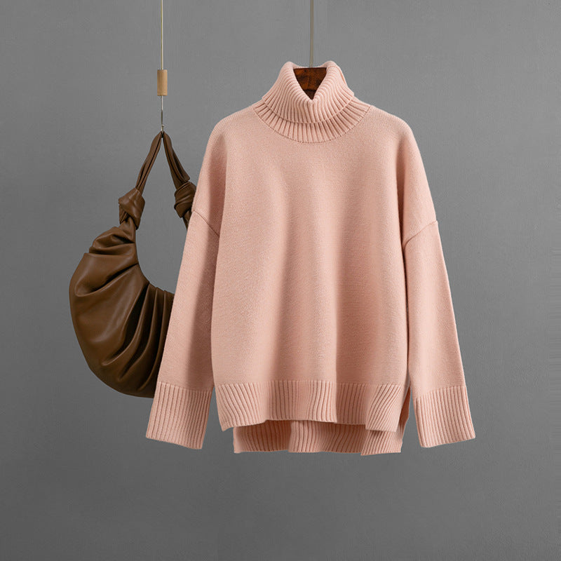 Arrival Casual Loose All-Match Solid-Color Turtleneck Sweater