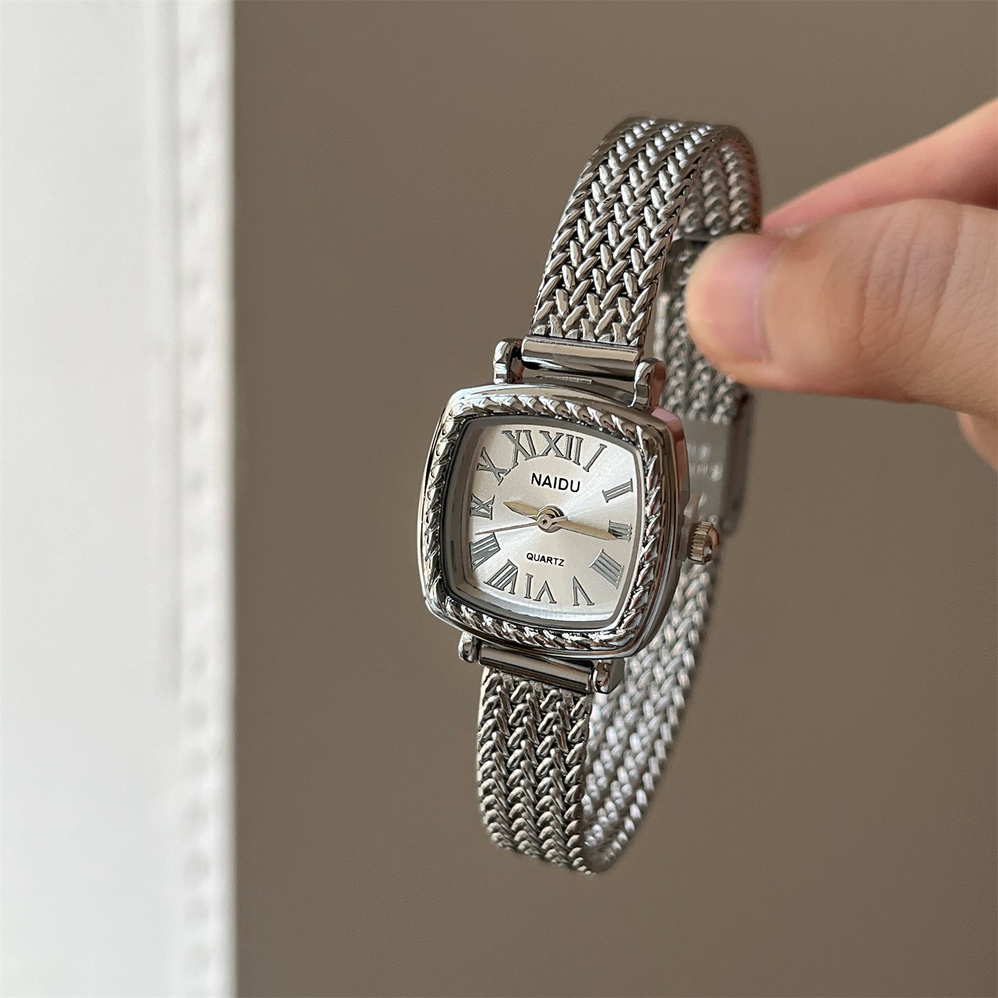Golden Roman-style Square Watch For Women