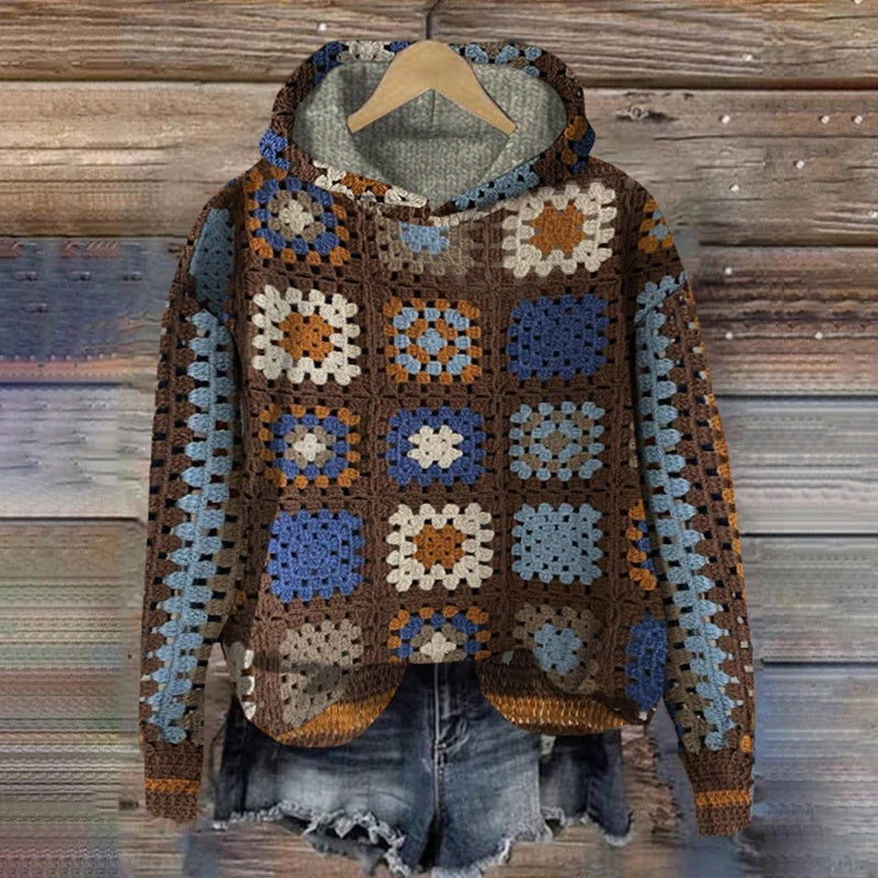 Print Christmas Holiday Casual Hooded Sweater