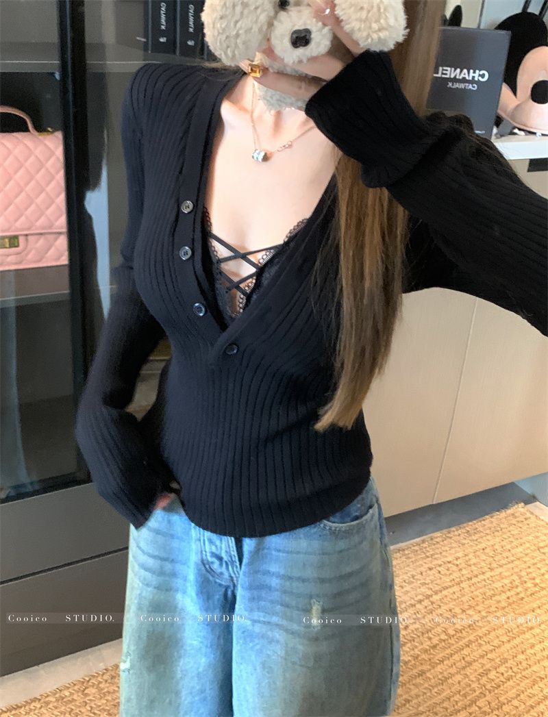 Women's Slim-Fit Long Sleeve Knit Sweater