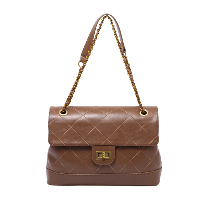 Winter Rhombus Personalized Stitching Shoulder Bag