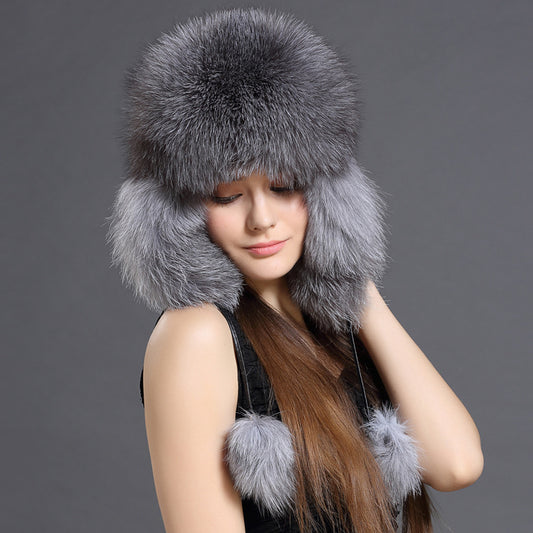 Autumn And Winter Korean Fox Fur Lei Feng Hat Trend