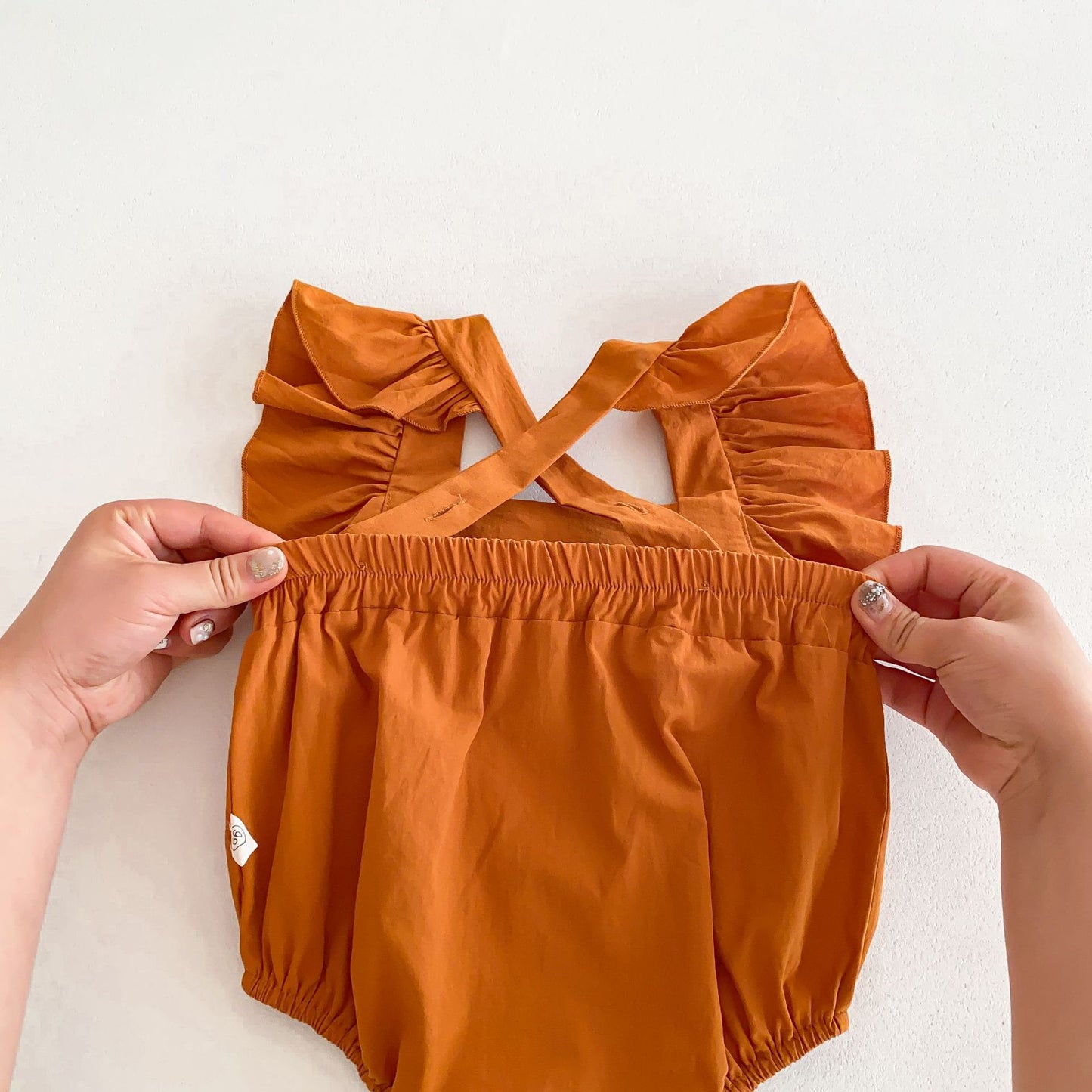 Baby Girl Summer Pure Color Cotton Strap Triangle Rompers