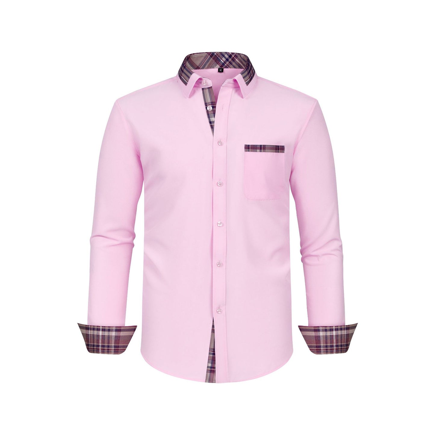 Mens Long-sleeve Shirt With A Patchwork Floral Collar
