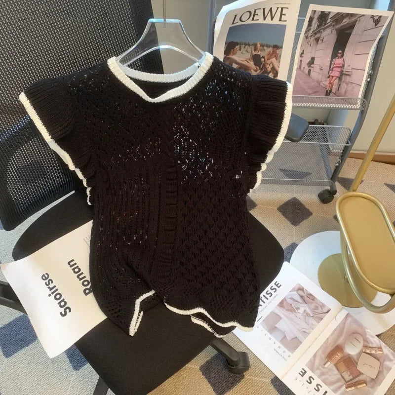 Sweet And Spicy Top Women's Flounced Sleeve Sweater