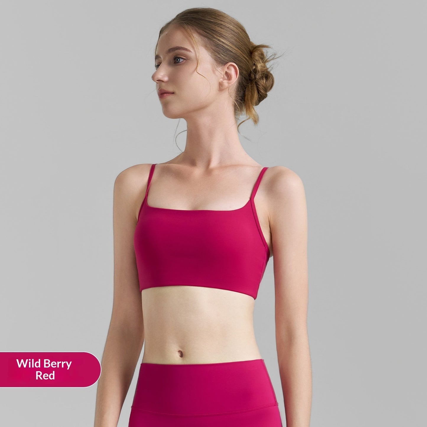 Double Strap Semi-fixed Cup Sports Bra U-shaped Back Fitness Vest