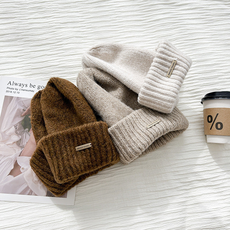 Woolen Cap Thermal Wool Letter Pullover Knitted Hat