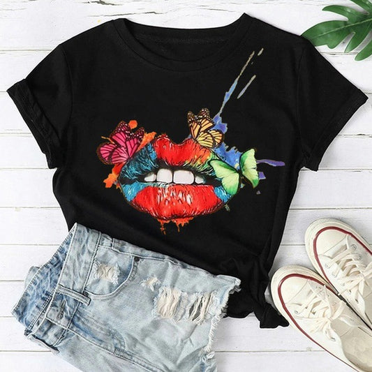 Women's Multicolor Cartoon Print T-Shirt