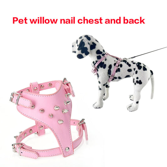 Spiked Studded Leather Puppy Dog Harness Vest For Small Breeds Black