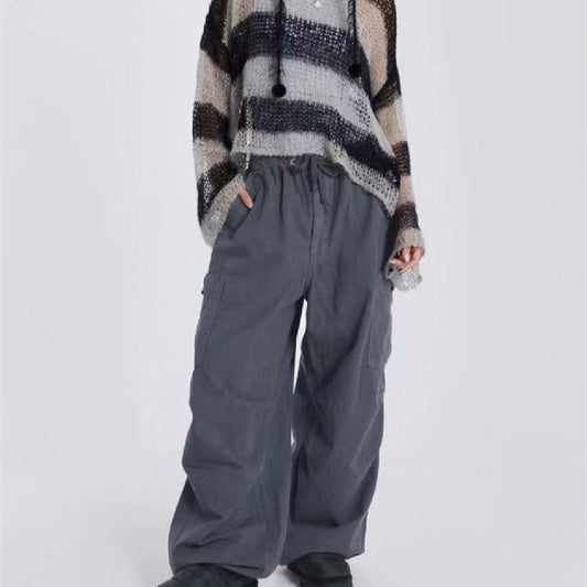 Gray Overalls Loose Retro Casual Wide-leg Pants