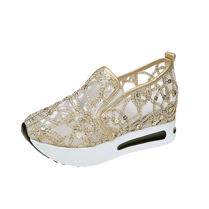 Women's Lace Mesh Casual Inner Height Increasing Shoes
