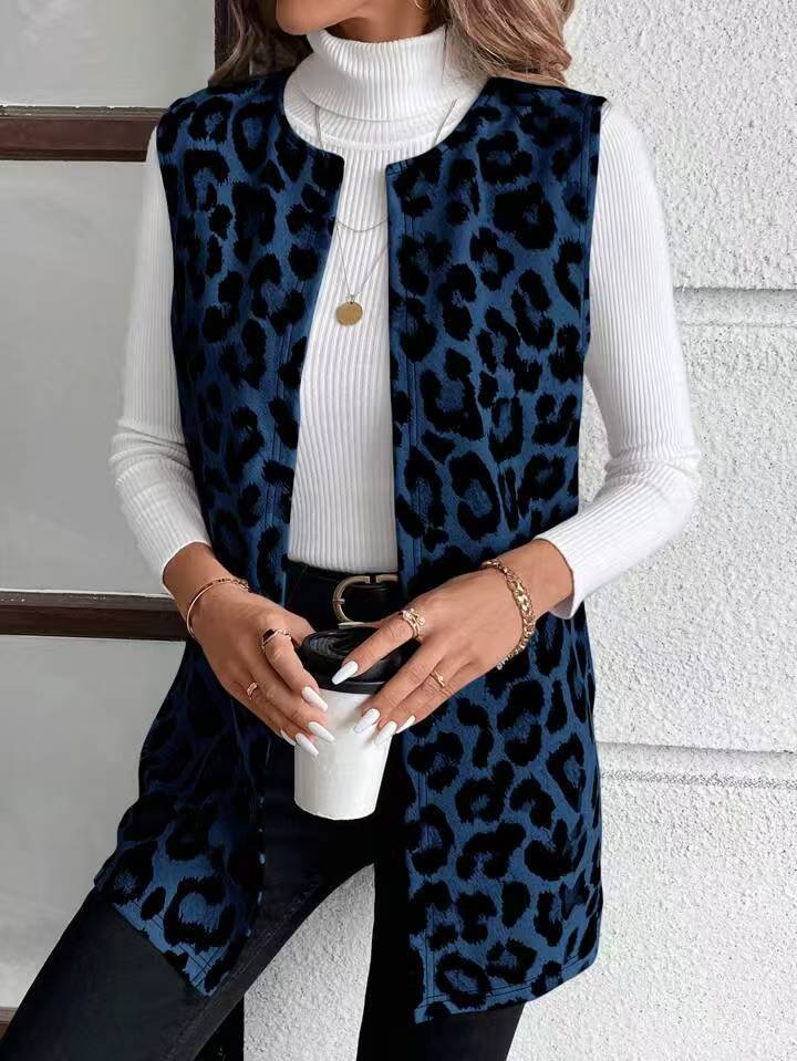 Womens Stylish Casual Leopard-print Jacket