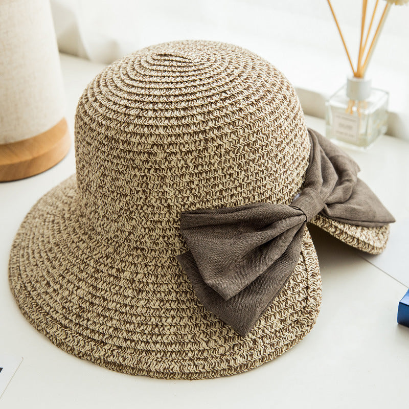 Parent-child Versatile Women's Bow Slit Straw Hat