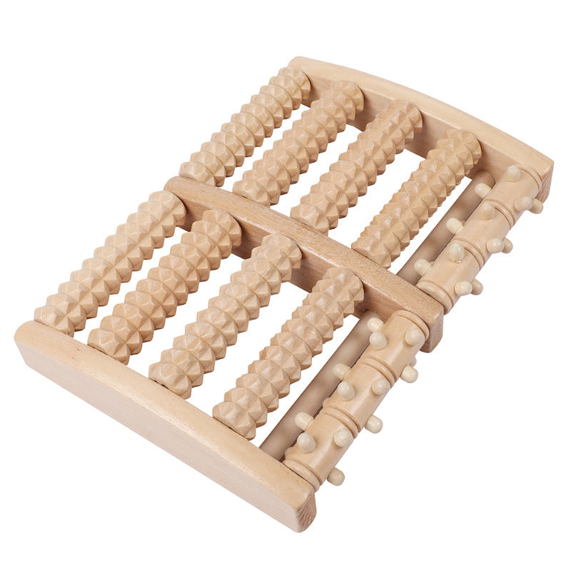 Wooden Six-row Large Roller Foot Acupuncture Massager