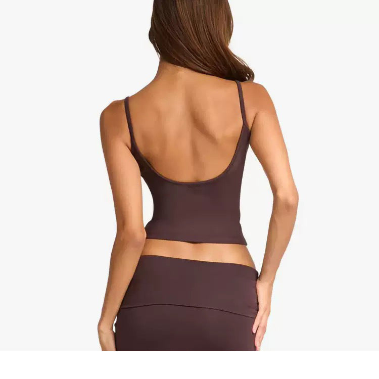 Yogavest med brystpude, hurtigtørrende, slynge, bandagekjole, sømløs